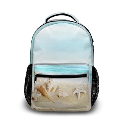 Miaoquhe Sea Shell Backpack Animal Printed Laptop Backpack for Girls Boys Kids Beach Sea Star School Bookbags College Shoulder Bag Computer Daypack for Women Men Travel Work - color: Beach