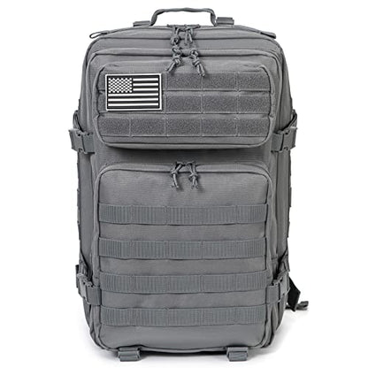QT&QY 45L Military Tactical Backpacks Molle Army Assault Pack 3 Day Bug Out Bag Hiking Treeking Rucksack… - color: 3.0 Gray