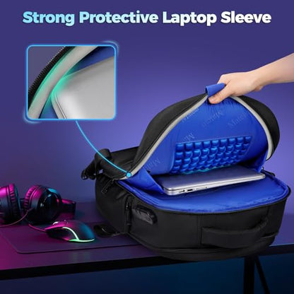 MATEIN 17.3 Inch Gaming Laptop Backpack for Men, TSA Friendly Travel Laptop Backpack with Organizer Pouch, Rain Cover, Padded Laptop Protection, Anti Theft Pocket, Carry On Gaming Bag
