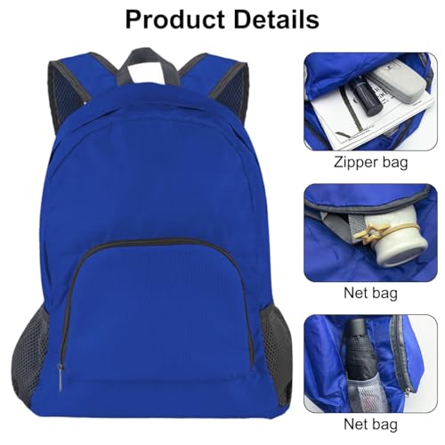 DLAND Pack of 2 Lightweight Foldable Backpack, Water Resistant Travel Hiking Packable Backpack 20 Liters (Navy Blue + Royal Blue) for Camping, Outdoor, Travel Cycling - color: Navy Blue + Royal Blue