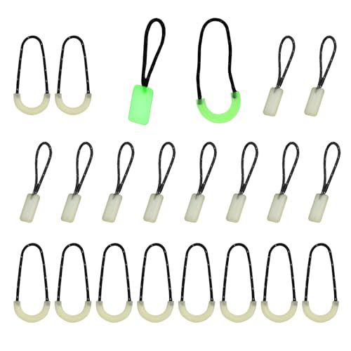 20 Pcs Self Luminous Zipper Pulls,Glow in The Dark Zipper Pulls Head for Outdoor Mountaineering Camping Easy-to-Find Heads for Backpacks, Jackets, Luggage (Square+U-Shaped) - size: Square+U-Shaped
