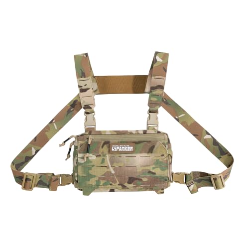 EXCELLENT ELITE SPANKER Tactical Chest Rig Pack EDC Chest Bag Molle Utility Chest Pouch for Outdoor Hunting Workouts Hiking - color: Multicam