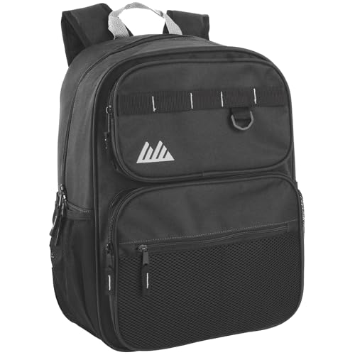Summit Ridge Travel Backpack for Men and Women, Spacious Work Daypack with Water Bottle Pockets (Black) - color: Black