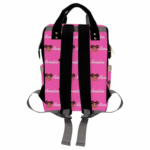 Custom Diaper Bag with Name, Personalized School Bag Africa Girl Pattern, Monogram Nappy Backpack with Thermal Pockets for Adults Kids, Large Capacity Waterproof Diaper Bag, Travel Gifts - color: Color-9