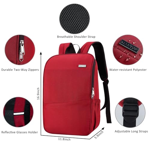 MAXTOP Deep Storage Laptop Backpack Business Anti-theft Backpacks[Water Resistant] College Computer Bookbag Fits 16 Inch Laptop - color: Red, size: 15.6 inch, style: Daypack Backpacks
