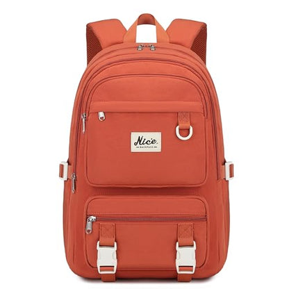 Laptop Backpack for Women College High Schoolbag Big Students Bookbags Large Heavy duty Multi pocket Travel Daypack Casual (Burnt orange) - color: Burnt Orange