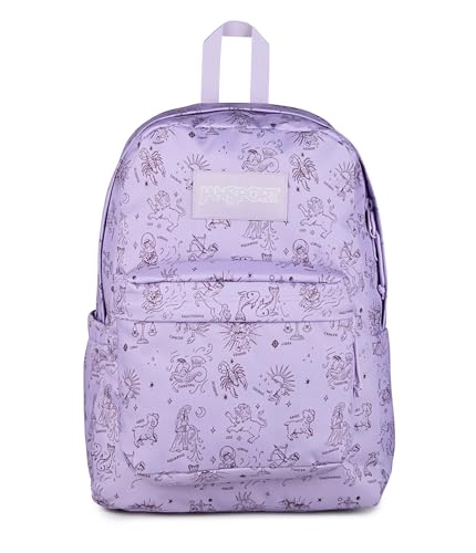 JanSport SuperBreak Plus Backpack with Padded 15-inch Laptop Sleeve and Integrated Bottle Pocket - Spacious and Durable Daypack for Work and Travel, Horoscope Horizons Pastellilac/Mahognyhaze - color: Horoscope Horizons Pastellilac/Mahognyhaze