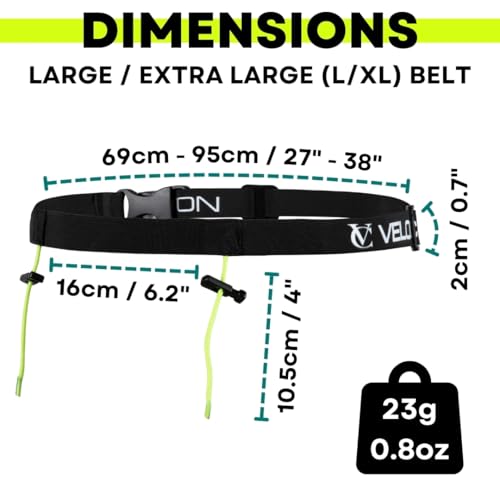 VeloChampion Lightweight Running Belt Waist Pack for Men Women - Elasticated Stretch Fit Race Number Holder - No Pins - 3 Sizes - Run. Triathlon. Cycle. Marathon. Jogging (1, Large) - size: Large