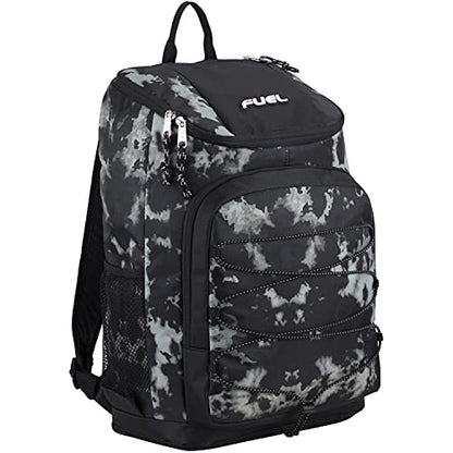 FUEL Wide Mouth Sports Luggage Carry On Weekender Travel Backpack with Front Bungee and Inner Tech Pocket, Gungee Tie Dye/Black - color: Gungee Tie Dye/Black
