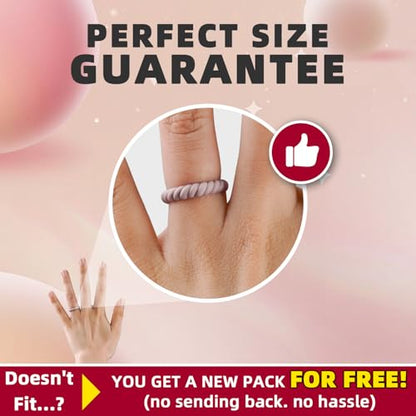 Egnaro Silicone Wedding Ring for Women,Thin and Stackble Braided Rubber Wedding Bands,No-Toxic,Skin Safe - color: SETS-Blue, Light Green, Light Blue, White, size: 5.5-6