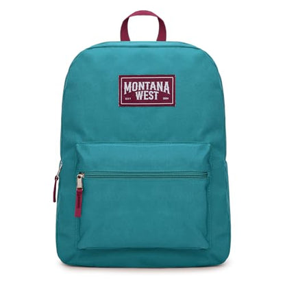 Montana West Backpack for Women Men 2 PCS Lightweight College Bookbags Casual Daypack Backpacks for Commute & Travel - color: Black & Turquoise