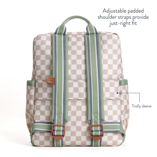 Itzy Ritzy Toddler & Kids Backpack - Lightweight Preschool & Elementary School Bag with Padded Straps, Trolley Sleeve, 2 Side Pockets, Tablet Sleeve & Name Label (Checkerboard) - color: Checkerboard