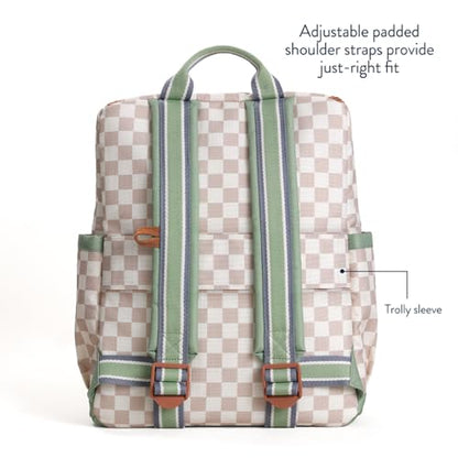 Itzy Ritzy Toddler & Kids Backpack - Lightweight Preschool & Elementary School Bag with Padded Straps, Trolley Sleeve, 2 Side Pockets, Tablet Sleeve & Name Label (Checkerboard) - color: Checkerboard