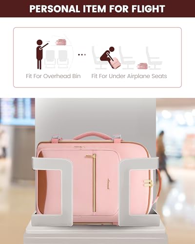 LOVEVOOK 40L Travel Backpack Flight Approved Carry on Backpack,3 Packing Cubes,Waterproof Personal Item Travel Bag,TSA Carry on Luggage Suitcase Travel Essentials,Gifts for Women & Men,fits 17" Laptop - color: Pink-brown, size: Large-40L-4Pcs