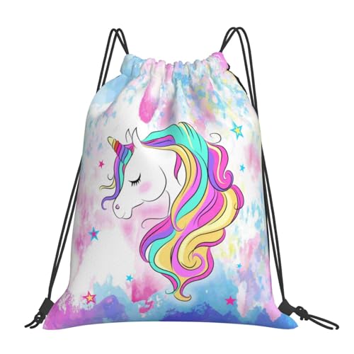 Unicorn Drawstring Backpack Gym String Bag Drawstring Sackpack Sport For Womens Mens - style: The Unicorn's Head Drawstring Backpack Gym String Bag