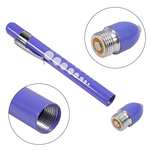 Aokin Medical Pen Light for Nurse Doctor, Reusable LED Medical Penlight Flashlight with Pupil Gauge and Ruler, White Light, Macaron Purple - color: Macaron Purple