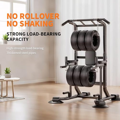 Adjustable Pull Up Bar for Home with Backrest, 6-Level Height Adjustment (69-94.5 inches), 352lb Capacity Carbon Steel Frame for Stability, Train Back, Abs & Chest - size: basic model