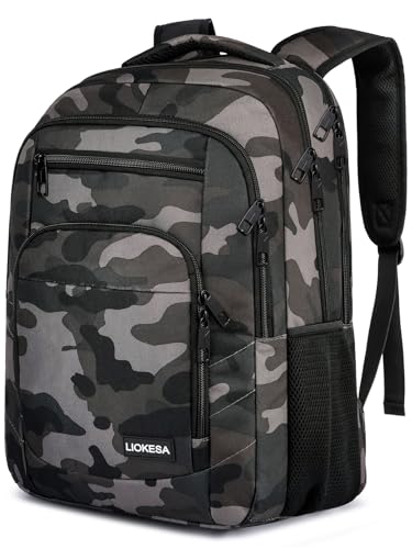Laptop Backpack for Men, Large School Backpack for Teens, Business Slim Laptop Backpack with USB Charging Port, 15.6 Inch Anti Theft Water Resistant College Bookbag Computer Bag Daypack, Camo - color: Grey and Black Camo, size: 15.6 Inch