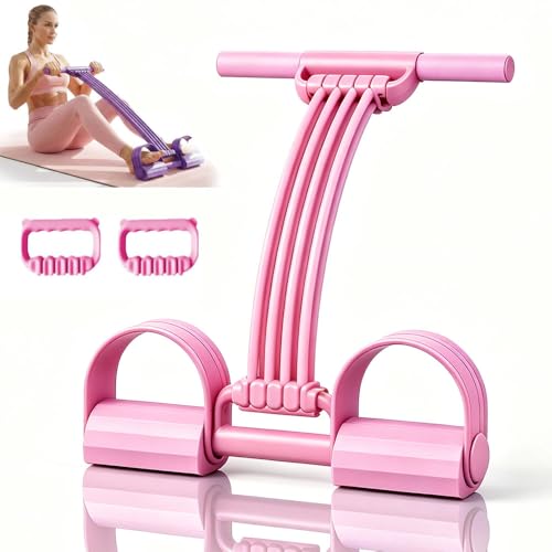 Pedal Resistance Band with Handles, 2026 Upgrade 8 Tube Elastic Foot Pedal Puller Bands, Exercise Fitness Bands for Full Body Workout, Abdomen, Waist, Arms, Legs Stretching Training - color: Pink