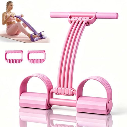 Pedal Resistance Band with Handles, 2026 Upgrade 8 Tube Elastic Foot Pedal Puller Bands, Exercise Fitness Bands for Full Body Workout, Abdomen, Waist, Arms, Legs Stretching Training - color: Pink