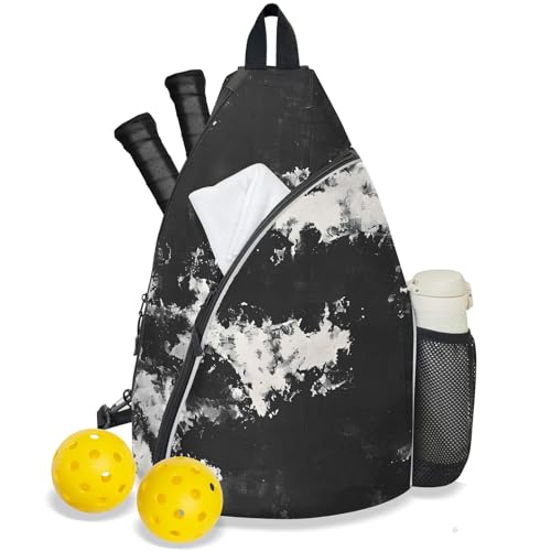 Pickleball Bag for Women Men Adjustable Crossbody Sling Backpack Hold Pickleball Paddle Water Bottle - color: Multicolor 4