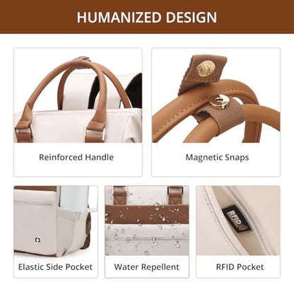 Swissdigital Design Backpack for Women with USB Charging Port SD1726L-07 - color: Beige Brown