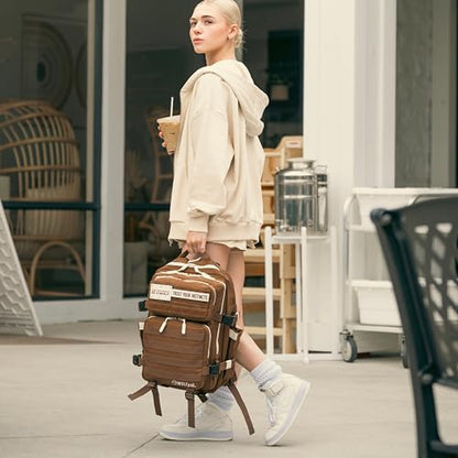 WOLFpak 25L Athletic Gym Backpack - Durable 1000D Waterproof Oxford Material with MOLLE Webbing, Laptop Pocket - color: Mocha Brown