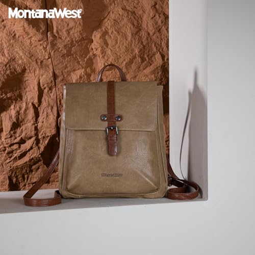 Montana West Backpack Purse for Women Casual Daypack Convertible Crossbody Backpack for Travel Work - color: *Khaki