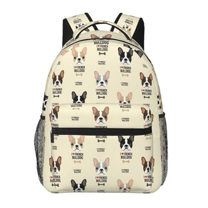 Stylish Commuter Backpack I Love French Bulldog, Lightweight Laptop Daypack for Work Office Daily and Travel - color: Pattern (239)