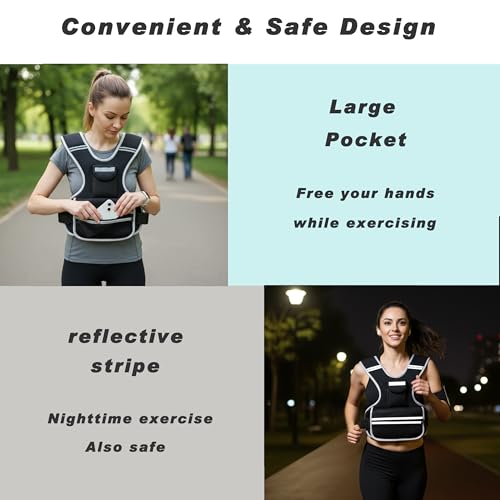 Adjustable Weighted Vest for Women and Men, 0-10lb/0-18lb with Removable Weights, Neoprene Fabric, Reflective Stripe and Padded Shoulders for Walking and At-Home Cardio - size: 2-10LB