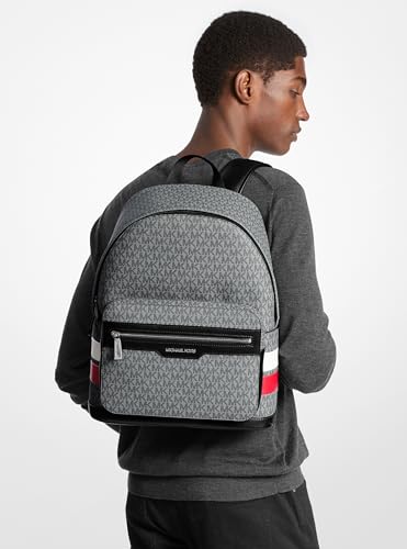 Michael Kors Malone Backpack, Silver-Tone Hardware/Crimson Signature Stripe - color: Silver-tone Hardware/Crimson Signature Stripe