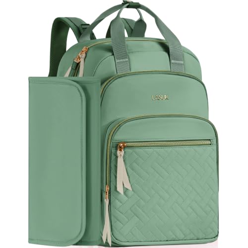 Diaper Bag Backpack, 27L Large Quilted Small Baby Bag with Changing Pad & Pacifier Case, Stroller Hooks, Easy-Access Baby Essential, Maternity Travel Backpack Unisex, Green - color: Green, size: Large