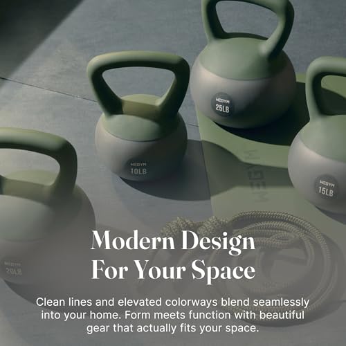 WeGym Soft Kettlebells with Cushioned Impact-Resistant Base and Anti-Slip, Wide-Grip Handle for Home Workouts, Weightlifting, and Full Body Strength Training - color: Forest-3 PCS, style: 10+15+20LB