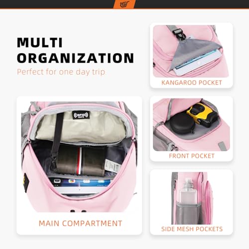 SKYSPER Sling Bag RFID Crossbody Sling Backpack Cross Body Shoulder Bag Travel Hiking Daypack for Women Men(Pink) - color: Pink