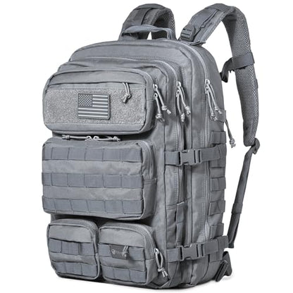 Falko Tactical Backpack for Men and Women 50L Backpack 2.4x Stronger Large Military Molle Rucksack, Bugout Backpack Outdoors - color: Wolf Grey