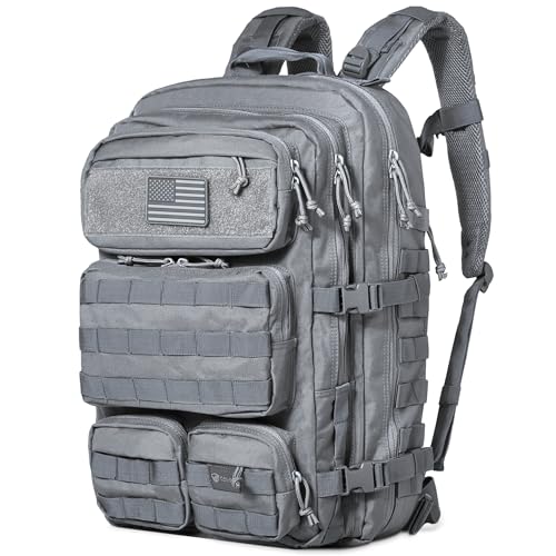 Falko Tactical Backpack for Men and Women 50L Backpack 2.4x Stronger Large Military Molle Rucksack, Bugout Backpack Outdoors - color: Wolf Grey
