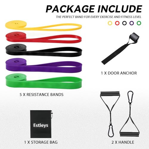 Resistance Bands, 5 Pack Pull-up Bands, Fabric Resistance Bands for Legs, Workout Bands, Exercise Bands Set for Fitness, Working Out, Body Stretching, Physical Therapy