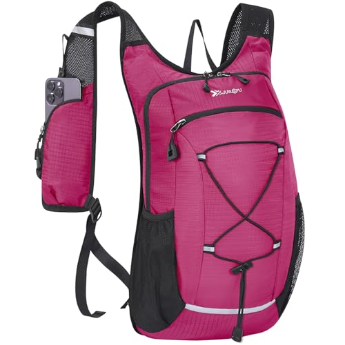 15L Small Hiking Backpack Lightweight Hydration Backpack for Men Women, Warterproof Hiking Daypack for Travel Cycling - color: Rose