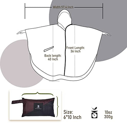 SaphiRose Unisex Rain Poncho Waterproof Raincoat Hooded for Adults Women with Pockets - color: Gradient Dark Purple
