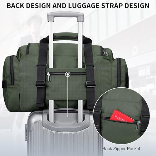 WITZMAN Duffle Bag for Men Large Overnight Carry On Weekender Bag with Shoe Compartment Sports Gym Duffle Bags for Traveling(B719 Army Green) - color: Army Green