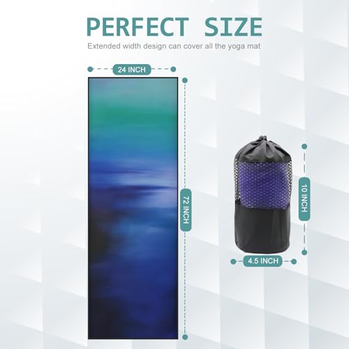 Eunzel Hot Yoga Towel, Non Slip Yoga Mat Towel Sweat Absorbent Printed Yoga Towel with Grip Dots for Hot Yoga, Pilates and Workout 72"x 24", Oceanic Melt - color: Oceanic Melt