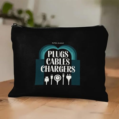 Plugs Cables & Chargers - Makeup Bag for Women Travel - Zipper Cosmetic Storage Bag with Vibrant Designs, Soft Fabric & Multi-Use Functionality (Gift for Birthdays, Graduation, Christmas) (Style H) - style: Style H