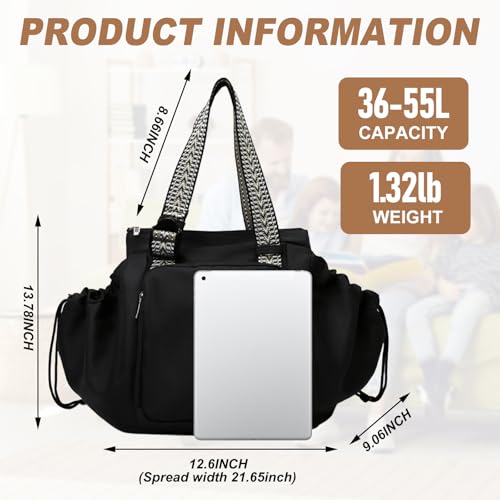 Multifunctional Travel Organizer Bag for Ladies - Doubles as a Stylish Backpack, Crossbody and Shoulder Bag, Boasts Great Storage Capacity(Black) - color: Black