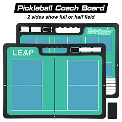 LEAP Coach Board Premium Tactical Clipboard Two Sides with Full & Half Court Dry Erase Marker Board for Basketball, Baseball, Soccer, Football, Hockey - color: Badminton / Pickelball
