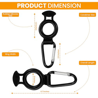 Iconikal 2-Pack Water Bottle Holder, Rubber Grip, Aluminum Carabiner, Travel Accessory