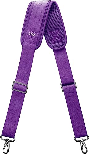 ZINZ Bag Shoulder Strap, Padded Adjustable Shoulder Strap Replacement - color: Purple, size: 57"