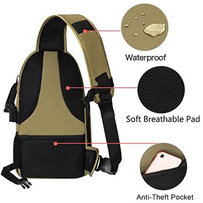 MOSISO Camera Sling Bag, DSLR/SLR/Mirrorless Camera Case Shockproof Photography Camera Backpack with Tripod Holder & Removable Modular Inserts Compatible with Canon/Nikon/Sony/Fuji, Khaki - color: Khaki