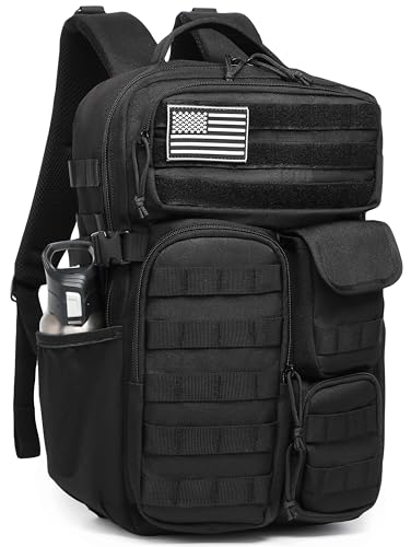 Wotony Tactical Backpack - Military waterproof backpack with multiple pockets and tactical gear for the outdoors (Black, 25L) - color: Black, size: 25L