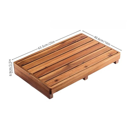 Wooden One Step Stool - Solid Pine Step Vertical Board with Anti Slip pad, Suitable for Elderly People's Wooden Step Stool, High Bed, Bathroom, Kitchen (23.6" L*15.7" W*3.9" H), Natural - size: 25