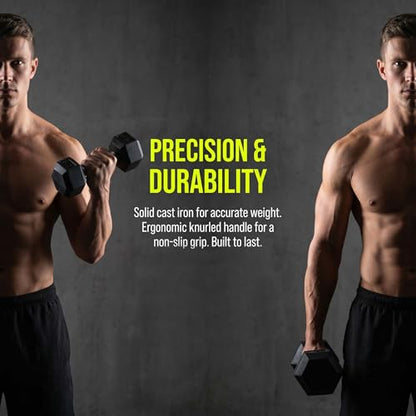 5-550 lb Rubber Hex Dumbbell Set, Heavy-Duty Free Weights for Home Gym Strength Training, Muscle Building & Full Body Workouts, No Rack Included - size: 5 lb & 10 lb, Pair